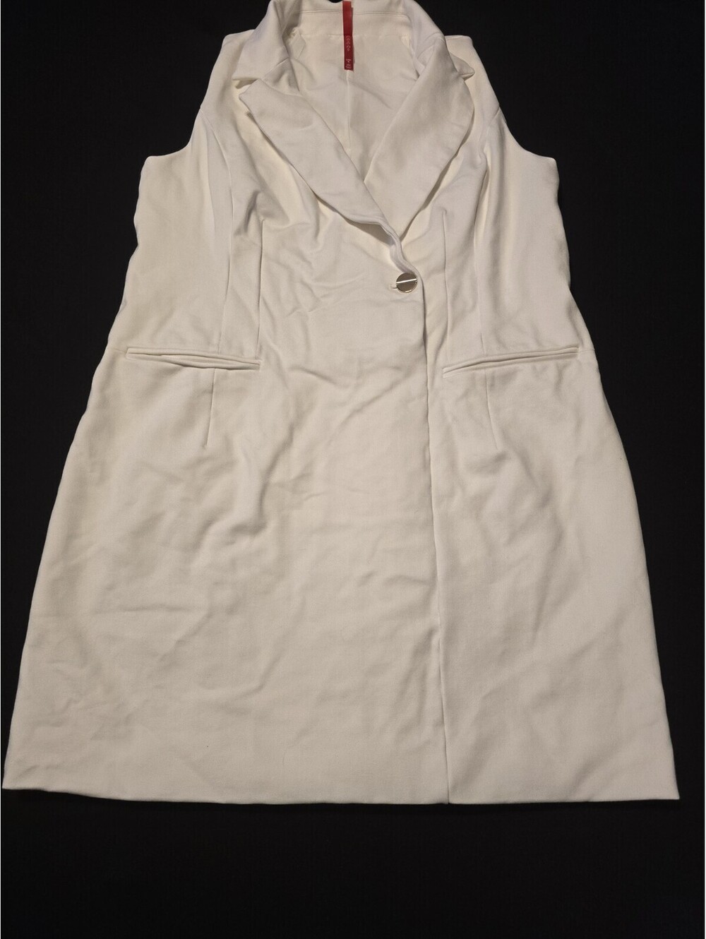 Spanx Ponte Vest Dress With Gold Button Sleeveless Stretchy Lined Size Large